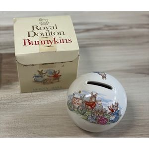 Royal Doulton Bunnykins Money Ball Bank Vintage Ice Cream 1984 Glass